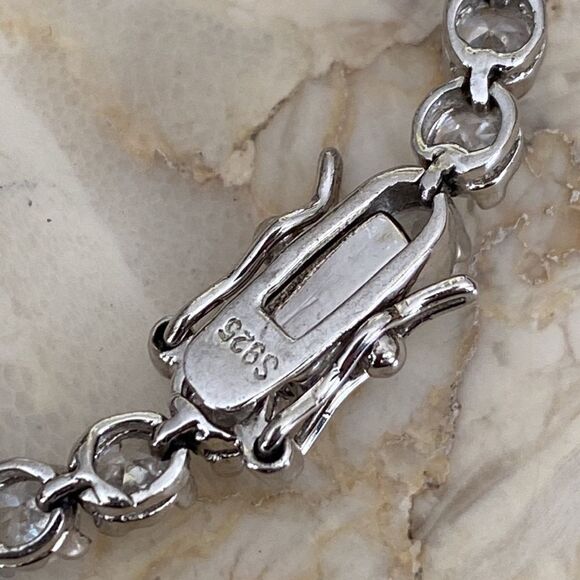 10 Carat Sterling Silver Cubic Zirconia Tennis Bracelet - Picture 6 of 9